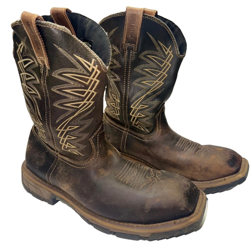 Irish Setter Marshall Work Boots Mens 13 E2 Brown Steel Toe Waterproof 83918